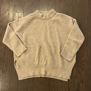 H&M Ribbed Knit Beige Sweater